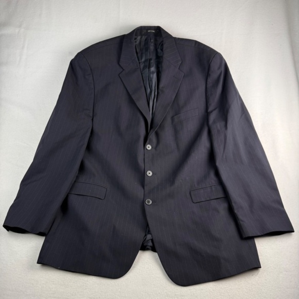 Brandini Wool Blazer Mens XL Pinstripe Suit Jacket Dark‎ Gray Pure New Wool